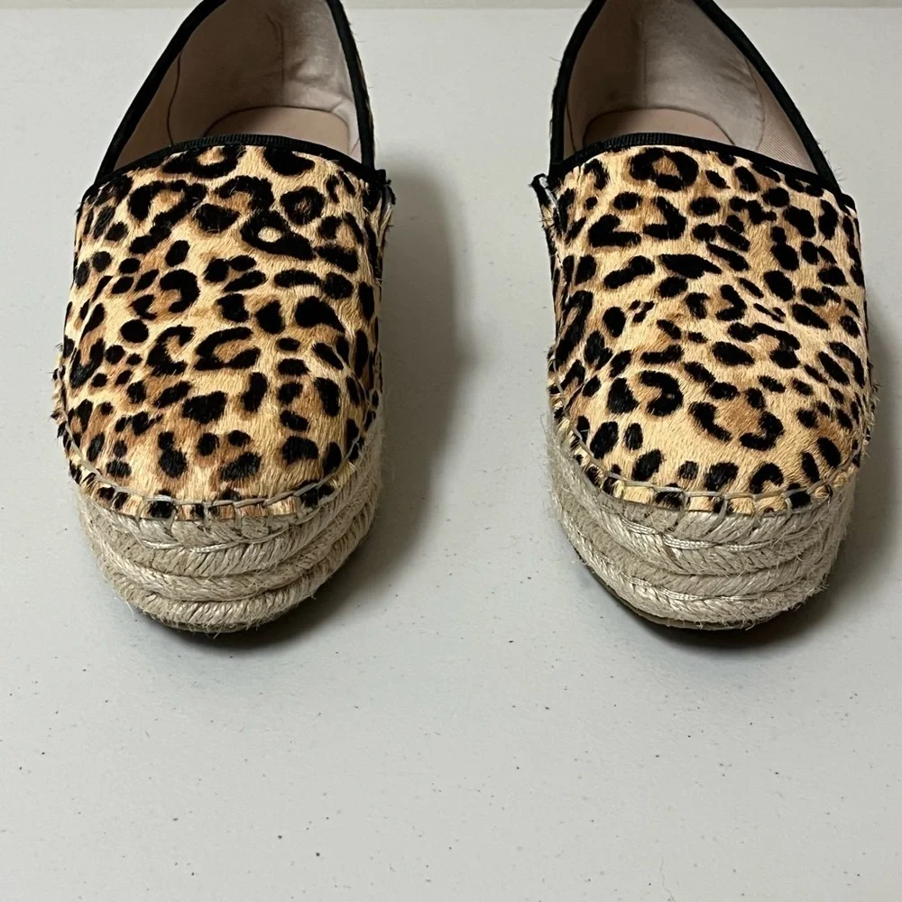 Steve Madden Alexia Leopard Print Calf Hair Platform Espadrille Flat size 9.5M